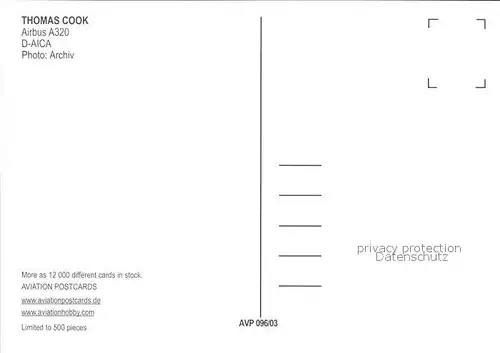 Flugzeuge Zivil Condor Thomas Cook A320 D AICA  Kat. Flug