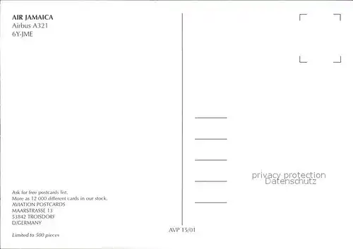 Flugzeuge Zivil Air Jamaica A321 6Y JME Kat. Flug