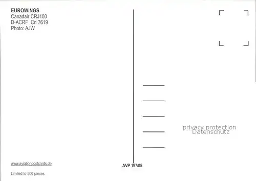 Flugzeuge Zivil Eurowings Canadair CRJ100 D ACRF Cn 7619 Kat. Flug