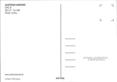 Flugzeuge Zivil Austrian Arrows DHC 8 OE LTI Cn466 Kat. Flug