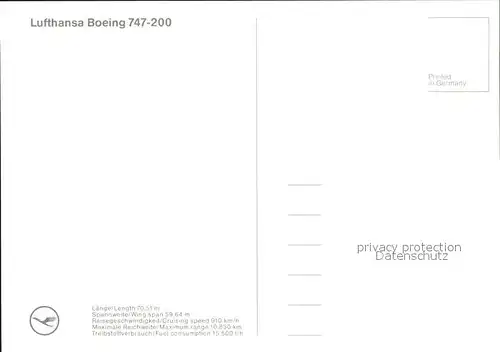Lufthansa Boeing 747 200 Kat. Flug