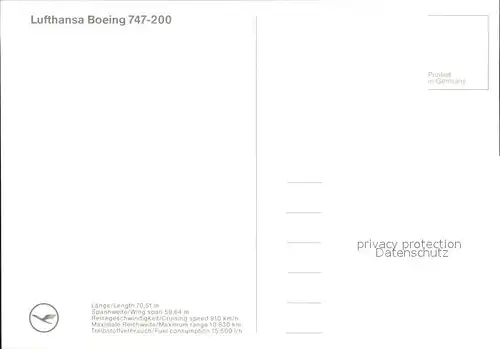 Lufthansa Boeing 747 200 Kat. Flug