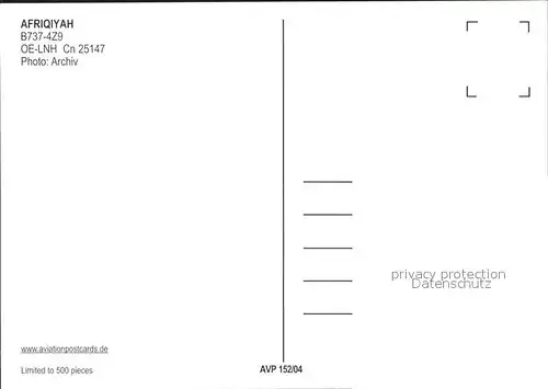 Flugzeuge Zivil AfriQuiyah B737 3Z9 OE LNH Cn 25147 Kat. Flug
