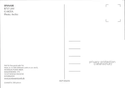 Flugzeuge Zivil Spanair B757 200 G MCEA  Kat. Flug