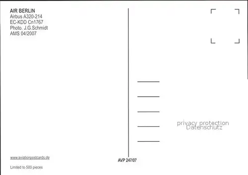 Flugzeuge Zivil Air Berlin A320 214 EC KDD Cn1767 Kat. Flug