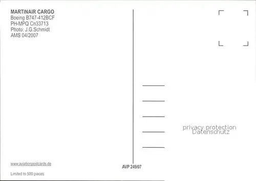 Flugzeuge Zivil Martinair Cargo Boeing B747 412BCF PH MPQ Cn33713 Kat. Flug