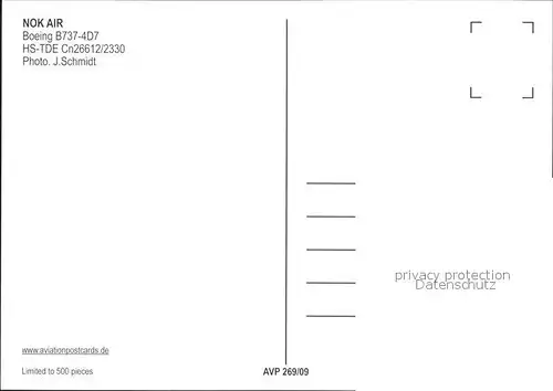 Flugzeuge Zivil Nok Air Boeing B737 4D7 HS TDE Cn26612 2330 Kat. Flug