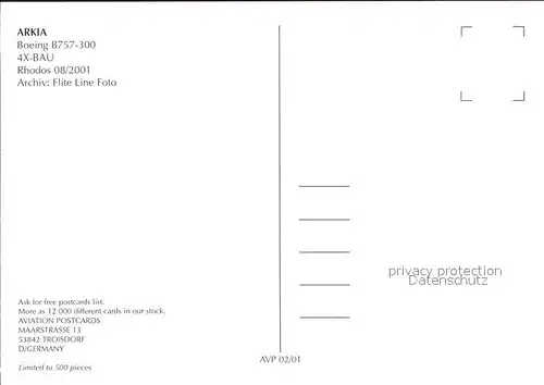 Flugzeuge Zivil Arkia Boeing B757 300 4X BAU  Kat. Flug