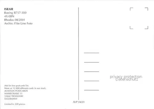 Flugzeuge Zivil Israir Boeing B757 300 4X EBN  Kat. Flug