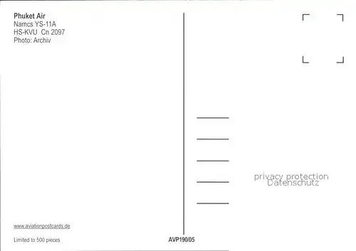 Flugzeuge Zivil Phuket Air Namcs YS 11A HS KVU cn2097 Kat. Flug