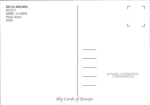 Flugzeuge Zivil Delta Airlines DC 8 71 N826E Cn45979 Kat. Flug
