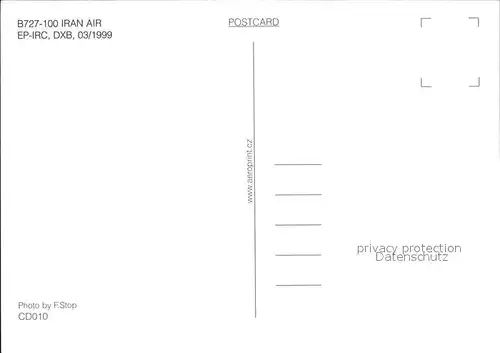 Flugzeuge Zivil Iran Air B727 100 EP IRC DXB Kat. Flug