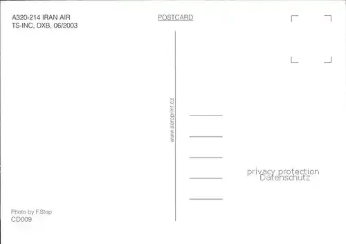 Flugzeuge Zivil Iran Air A320 214 TS INC DXB  Kat. Flug