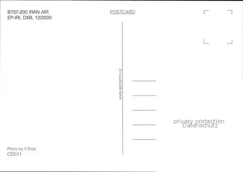 Flugzeuge Zivil Iran Air B737 200 EP IRI DXB  Kat. Flug