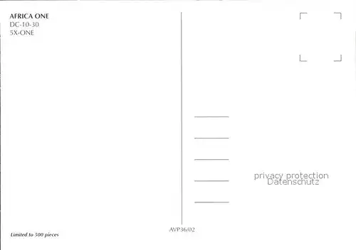 Flugzeuge Zivil Africa One DC 10 30 5X ONE  Kat. Flug