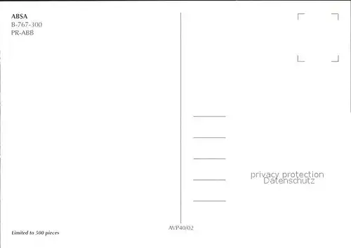Flugzeuge Zivil Absa B 767 300 PR ABB Kat. Flug
