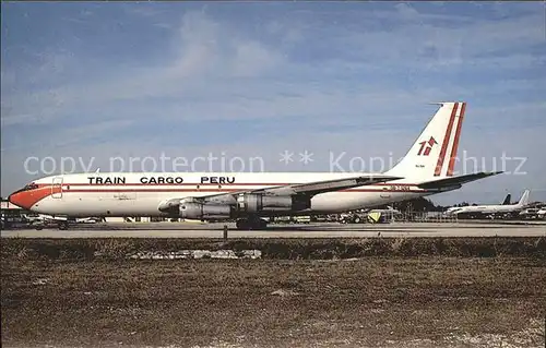 Flugzeuge Zivil Boeing B.707 338C OB T 1264 c n 19294 Train Cargo Peru  Kat. Flug