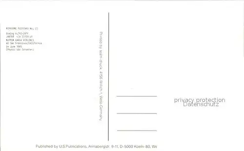 Flugzeuge Zivil Boeing B.747 281F JA8168 c n 23139 Nippon Cargo Airlines Kat. Flug
