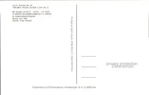 Flugzeuge Zivil McD Douglas DC 10 10 G BJZD c n 46970 British Caledonian Airways Charter  Kat. Flug