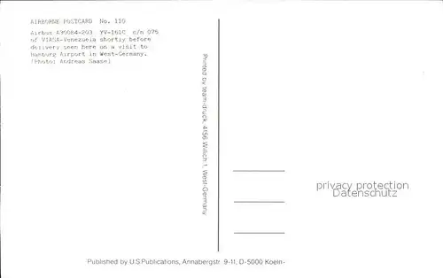 Flugzeuge Zivil Airbus A300B4 203 YV 161C c n 075 VIASA Venezuela  Kat. Flug