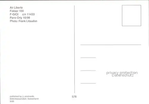 Flugzeuge Zivil Air Liberte Fokker 100 F GIOI c n 11433  Kat. Flug