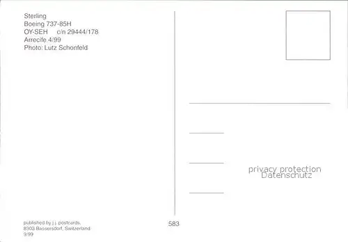Flugzeuge Zivil Sterling Boeing 737 85H OY SEH c n 29444 178 Kat. Flug
