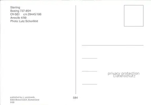 Flugzeuge Zivil Sterling Boeing 737 85H OY SEI c n 29445 186 Kat. Flug