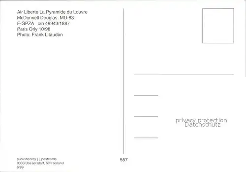 Flugzeuge Zivil Air Liberte La Pyramide du Louvre McDonnell Douglas MD 83 F GPZA c n 49943 1887 Kat. Flug