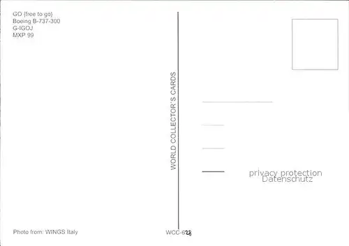Flugzeuge Zivil GO Boeing B 737 300 G IGOJ  Kat. Flug