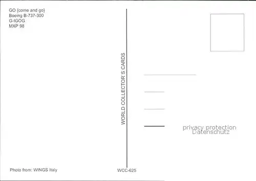Flugzeuge Zivil GO Come and Go Boeing B 737 300 G IGOG  Kat. Flug