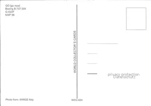 Flugzeuge Zivil GO Go Now Boeing B 737 300 G IGOF  Kat. Flug