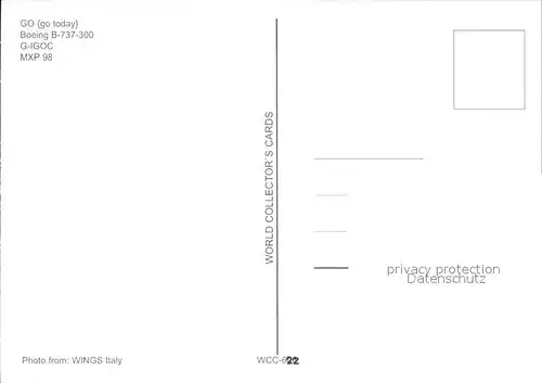 Flugzeuge Zivil Go Go Today Boeing B 737 300 G IGOC Kat. Flug