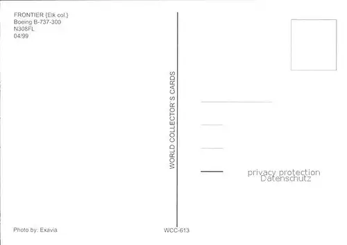 Flugzeuge Zivil Frontier Boeing B 737 300 N308FL  Kat. Flug