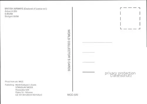 Flugzeuge Zivil British Airways Airbus A 320 G BUSB  Kat. Flug