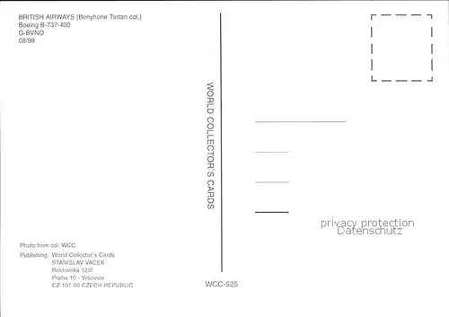 Flugzeuge Zivil British Airways Boeing B 737 400 G BVNO Kat. Flug