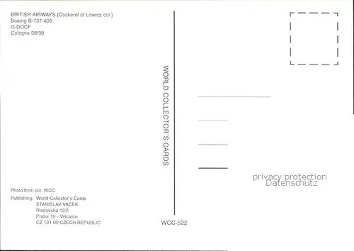 Flugzeuge Zivil British Airways Boeing B 737 400 G DOCF  Kat. Flug