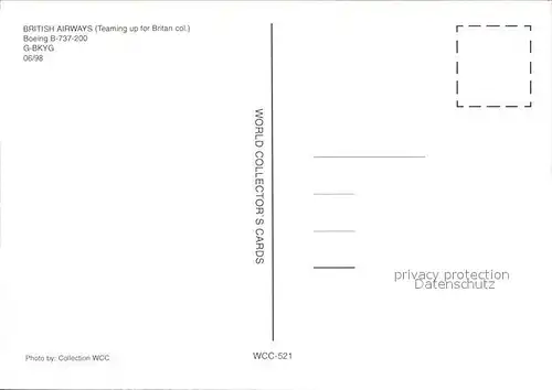 Flugzeuge Zivil British Airways Boeing B 737 200 G BKYG Kat. Flug