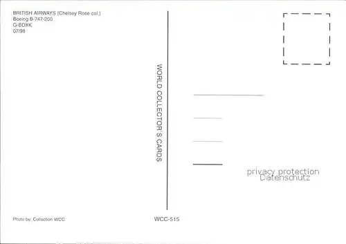 Flugzeuge Zivil British Airways Boeing B 747 200 G BDXK Kat. Flug