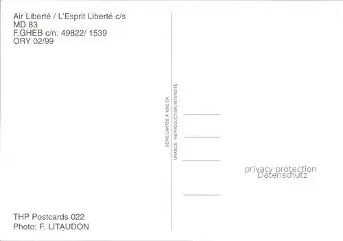 Flugzeuge Zivil Air Liberte MD 83 F.GHEB c n 49822 1539  Kat. Flug
