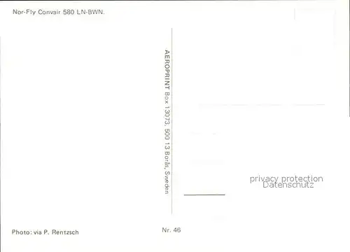 Flugzeuge Zivil Nor Fly Convair 580 LN BWN  Kat. Flug