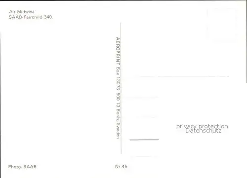 Flugzeuge Zivil Air Midwest SAAB Fairchild 340 Kat. Flug