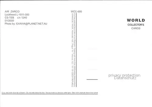 Flugzeuge Zivil Air Zarco Lockheed L 1011 500 CS TEB c n 1240 Kat. Flug