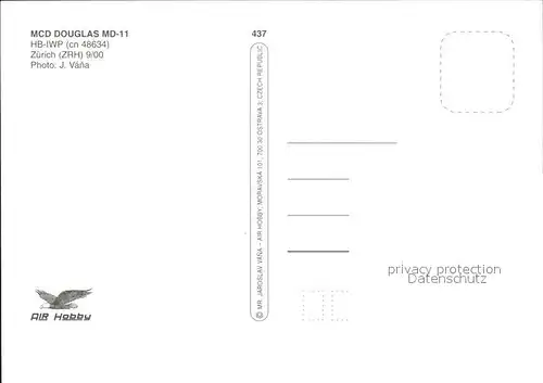 Swissair McD Douglas MD 11 HB IWP cn 48634 Kat. Flug