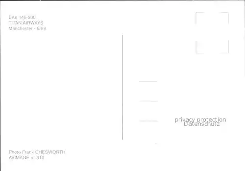 Flugzeuge Zivil BAe 146 200 Titan Airways  Kat. Flug