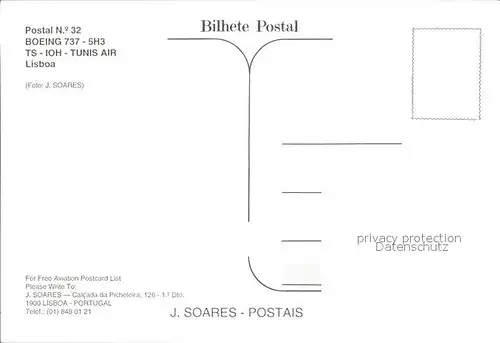 Flugzeuge Zivil Boeing 737 5H3 TS IOH Tunis Air  Kat. Flug
