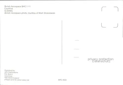 Flugzeuge Zivil British Aerospace BAC 1 11 Courtline G AXMG  Kat. Flug