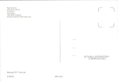 Flugzeuge Zivil Boeing 707 Tunis Air G BAEL Kat. Flug