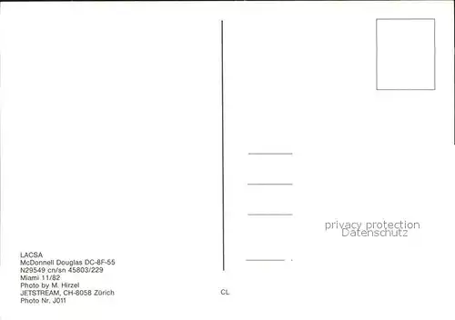 Flugzeuge Zivil LACSA McDonnell Douglas DC 8F 55 N29549cn sn 45803 229 Kat. Flug