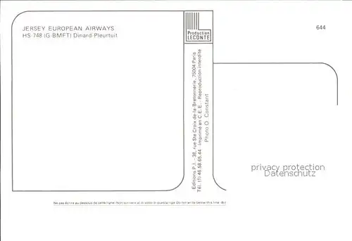 Flugzeuge Zivil Jersey European Airways HS 748 G BMFT  Kat. Flug