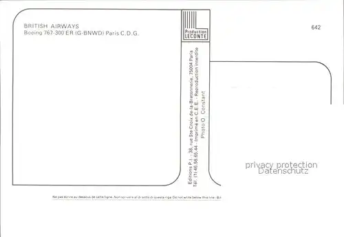 Flugzeuge Zivil British Airways Boeing 767 300ER G BNWD Kat. Flug
